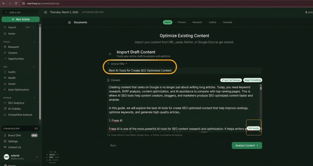 How I Use This AI Tool to Create SEO-Optimized Content That Ranks on Google (Using the Optimize Existing Method)