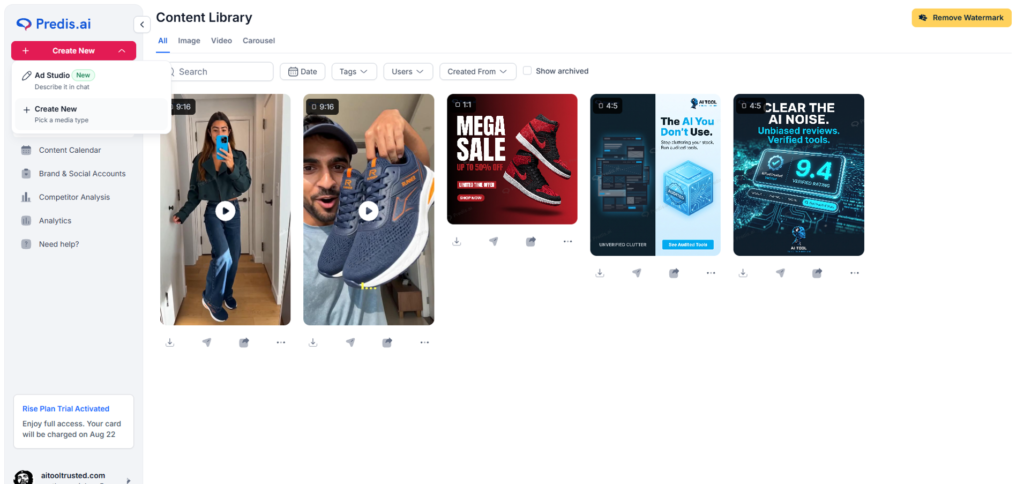 Create Instagram social media posts with Predis.ai