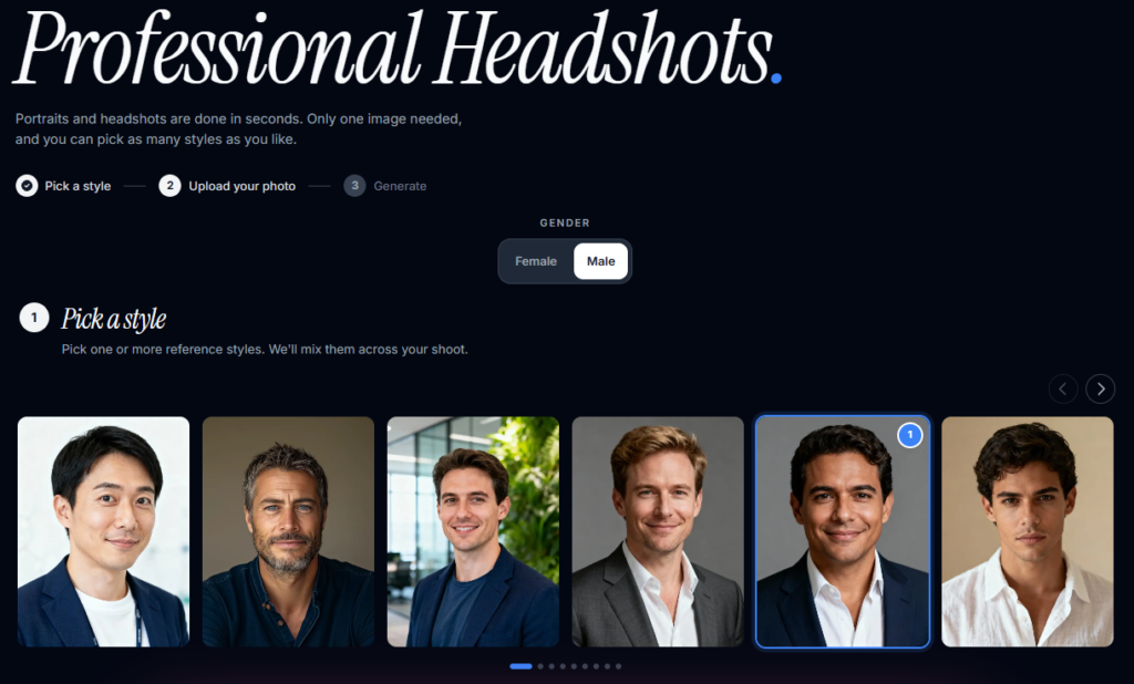 Pick a style to Professional Headshot 