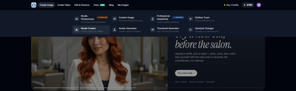 Select Model Creator in Photo AI Studio