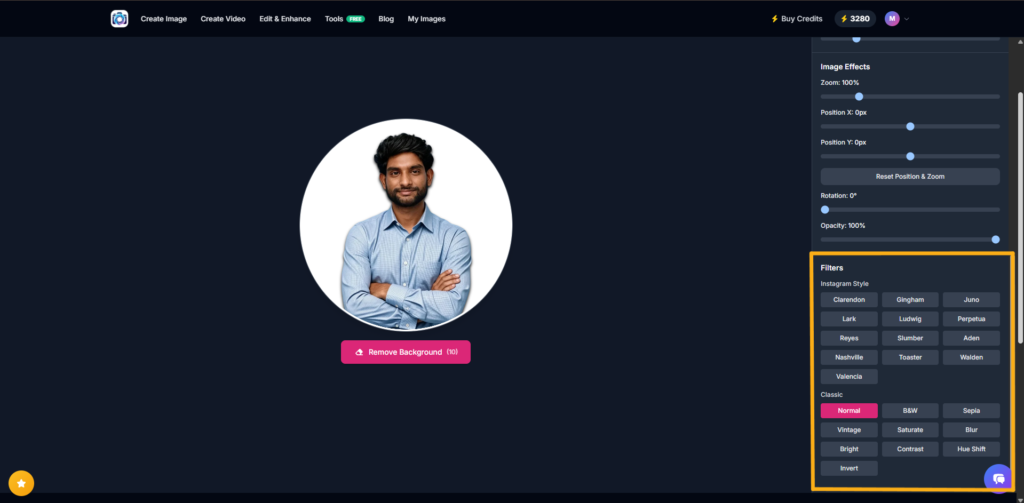 Download a customized profile avatar from Photo AI Studio