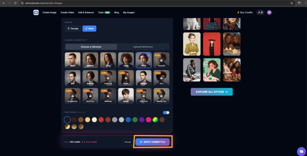 Apply a hairstyle in Photo AI Studio