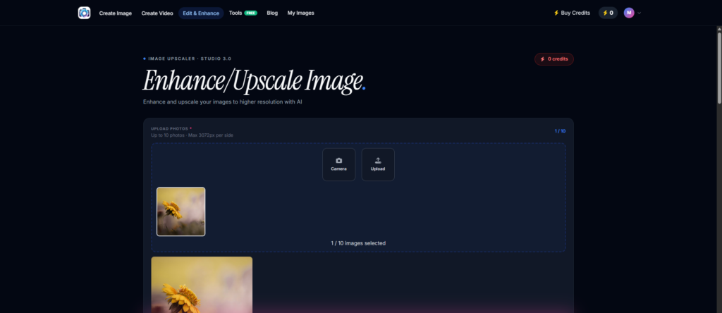 Upload a photo to Photo AI Studio image upscaler