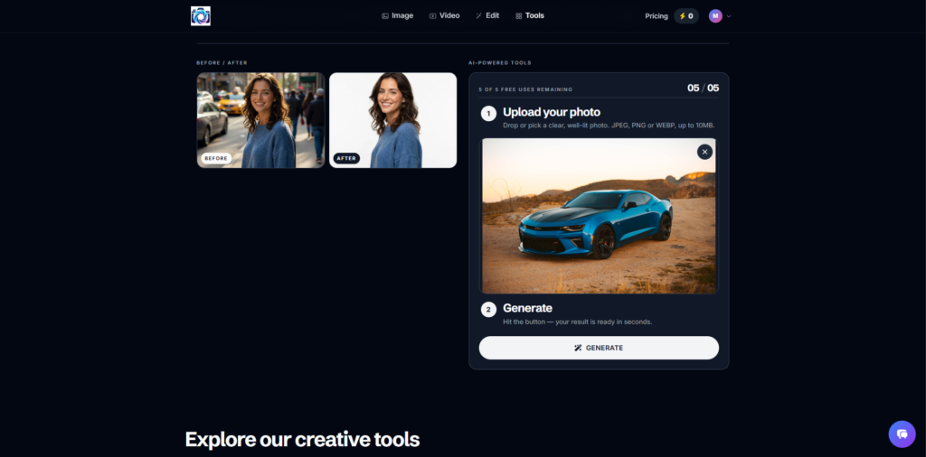 Upload a car photo to remove its background