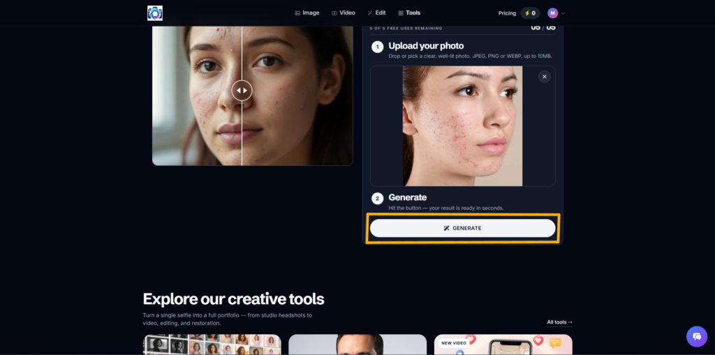 Generate an enhanced portrait with Photo AI Studio 