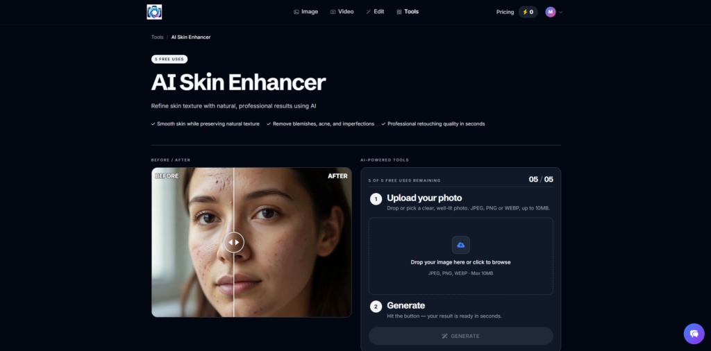 Explore AI Skin Enhancer before-and-after portrait examples