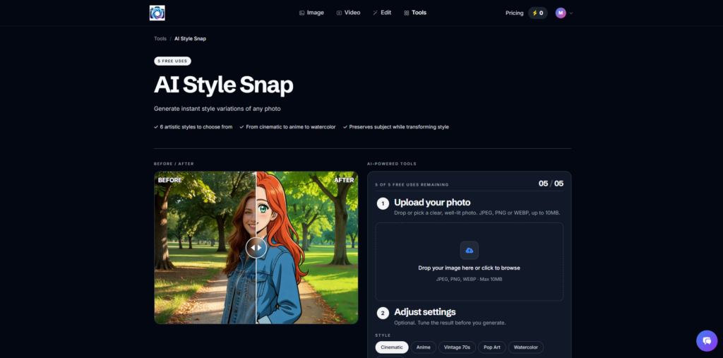 Open AI Style Snap in Photo AI Studio